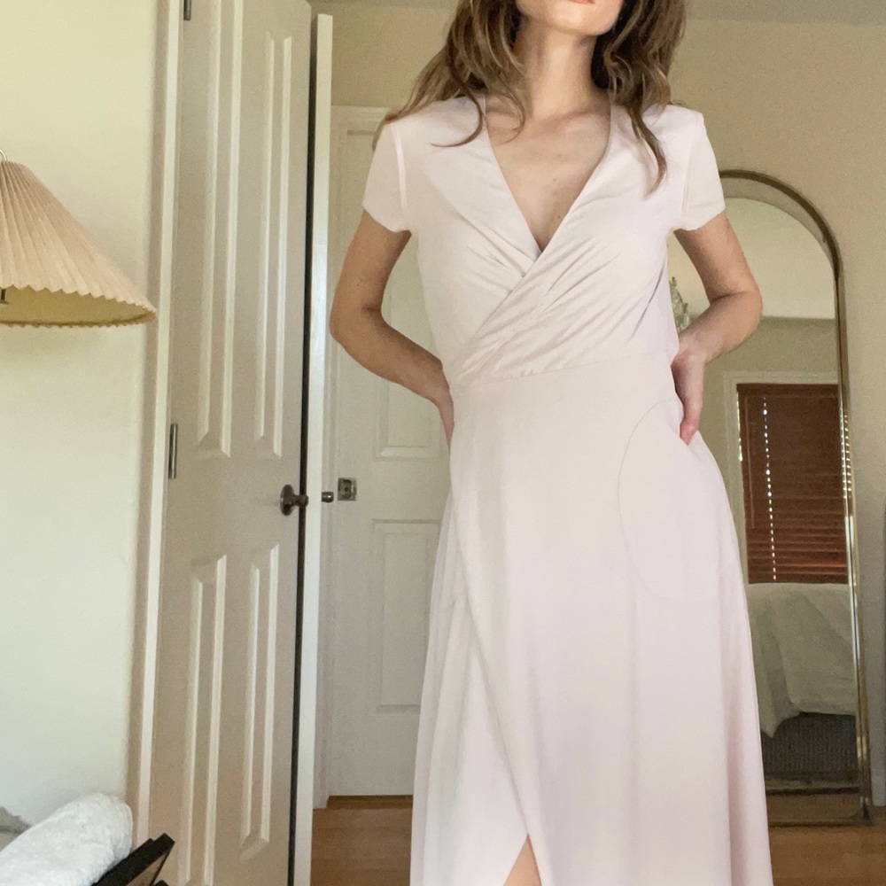 Midi Light Pink Wrap Dress from Aritzia